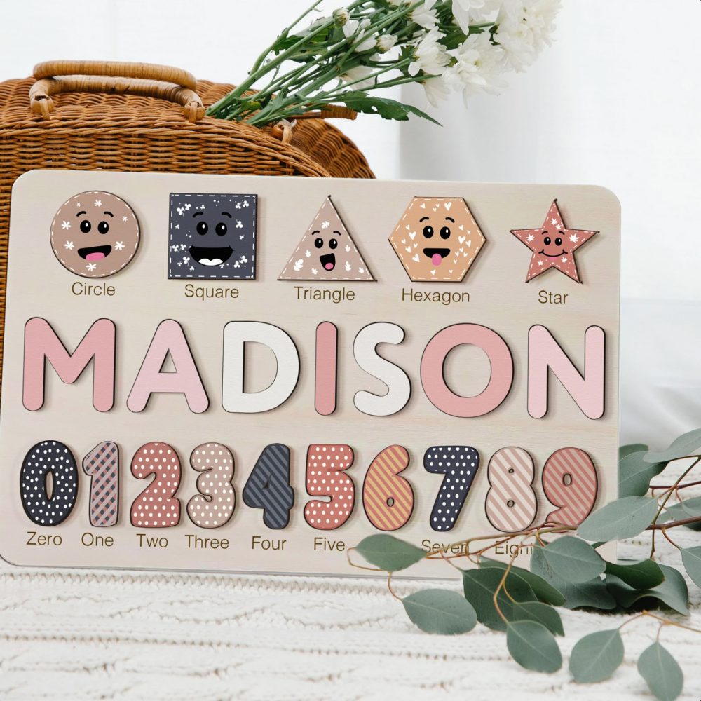 Coastal Theme Custom Wooden Name Numbers And Shapes Puzzle