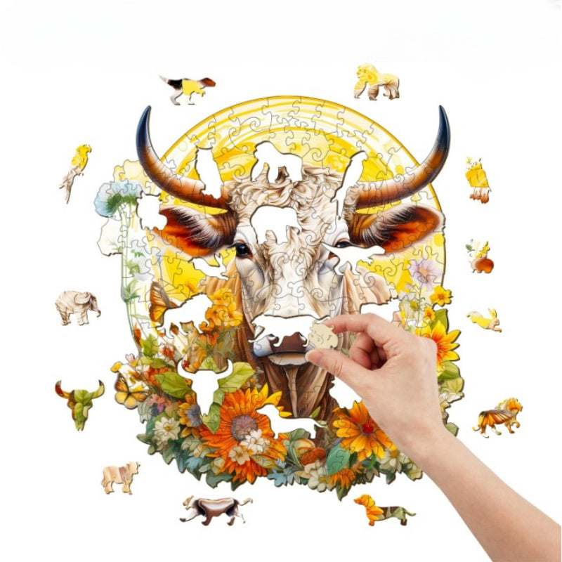 Cow And Flower Wooden Puzzle