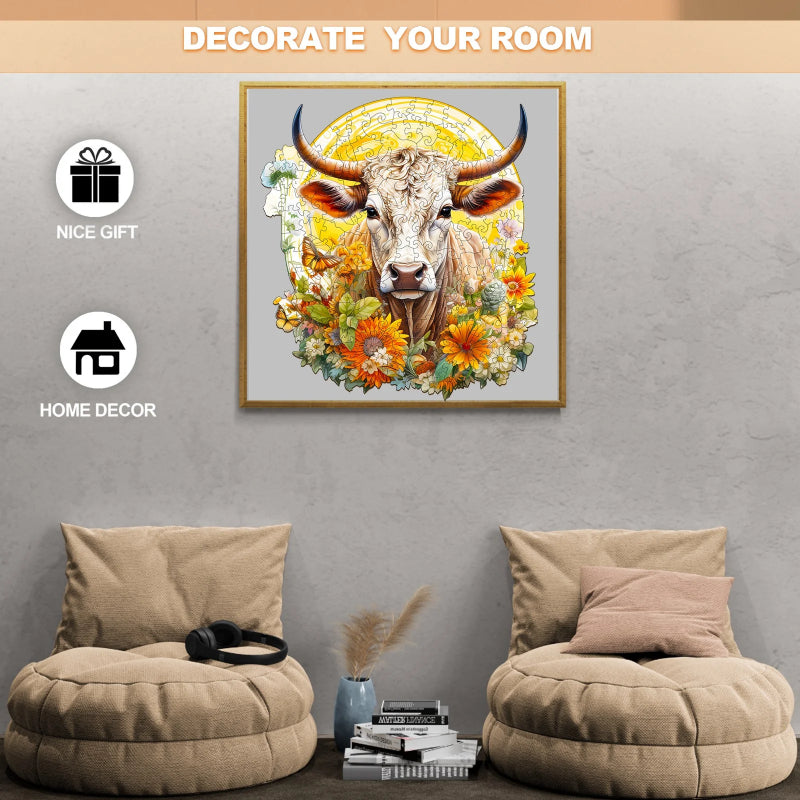 Cow And Flower Wooden Puzzle