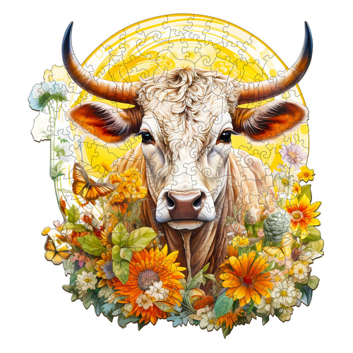 Cow And Flower Wooden Puzzle