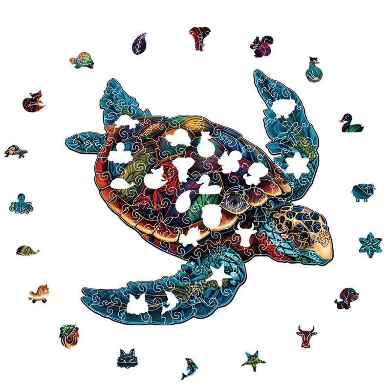 Sea Turtle Wooden Jigsaw Puzzle With Shaped Pieces