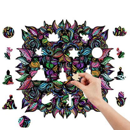 Enchanting Whimsical Blooms Wooden Jigsaw Puzzle
