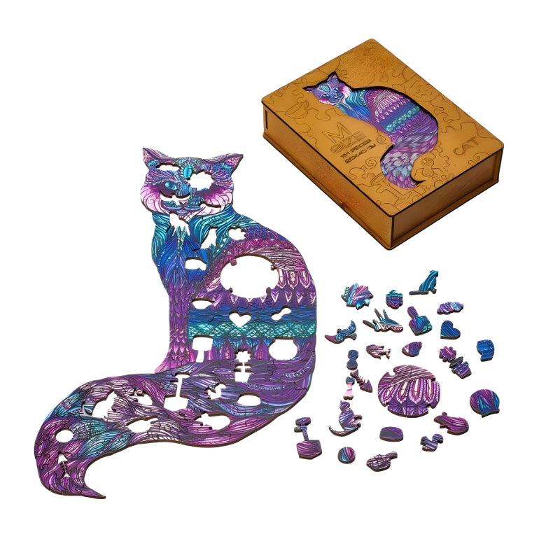 Artistic Magic Cat Wooden Jigsaw Puzzle