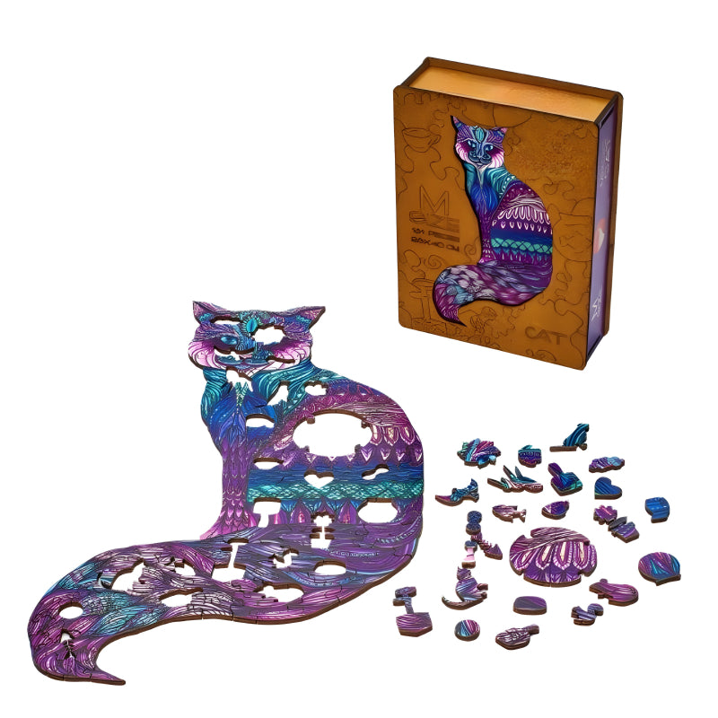 Artistic Magic Cat Wooden Jigsaw Puzzle