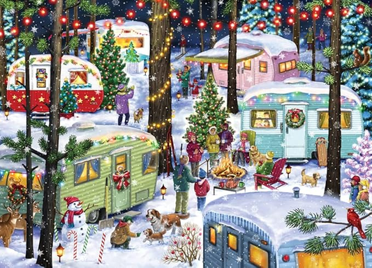 Festive Camping Christmas 1000 Piece Jigsaw Puzzle