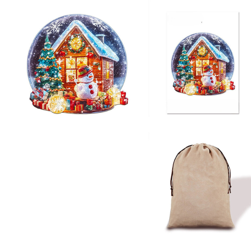 Festive Christmas Cottage Wooden Jigsaw Puzzle