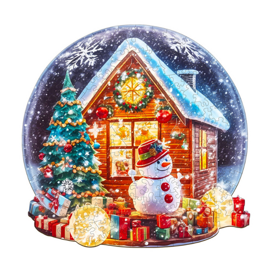 Festive Christmas Cottage Wooden Jigsaw Puzzle