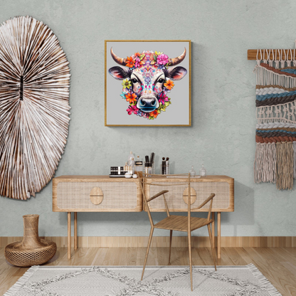 Flower And Cow Wooden Jigsaw Puzzle