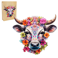 Flower And Cow Wooden Jigsaw Puzzle