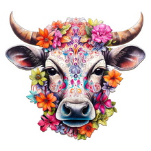 Flower And Cow Wooden Jigsaw Puzzle
