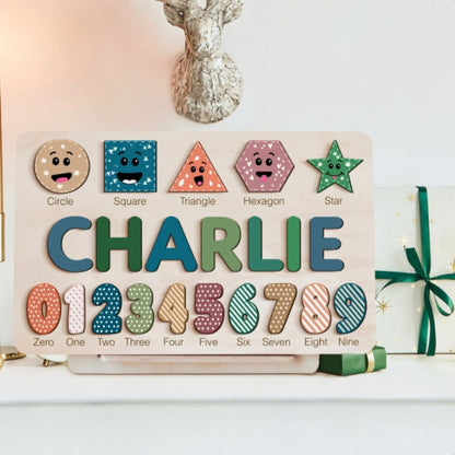 Forest Theme Custom Wooden Name Numbers And Shapes Puzzle