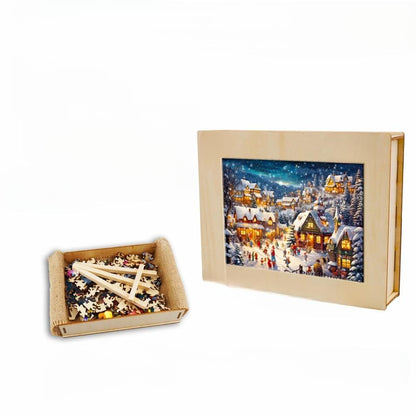 Lively Snowy Night Wooden Jigsaw Puzzle