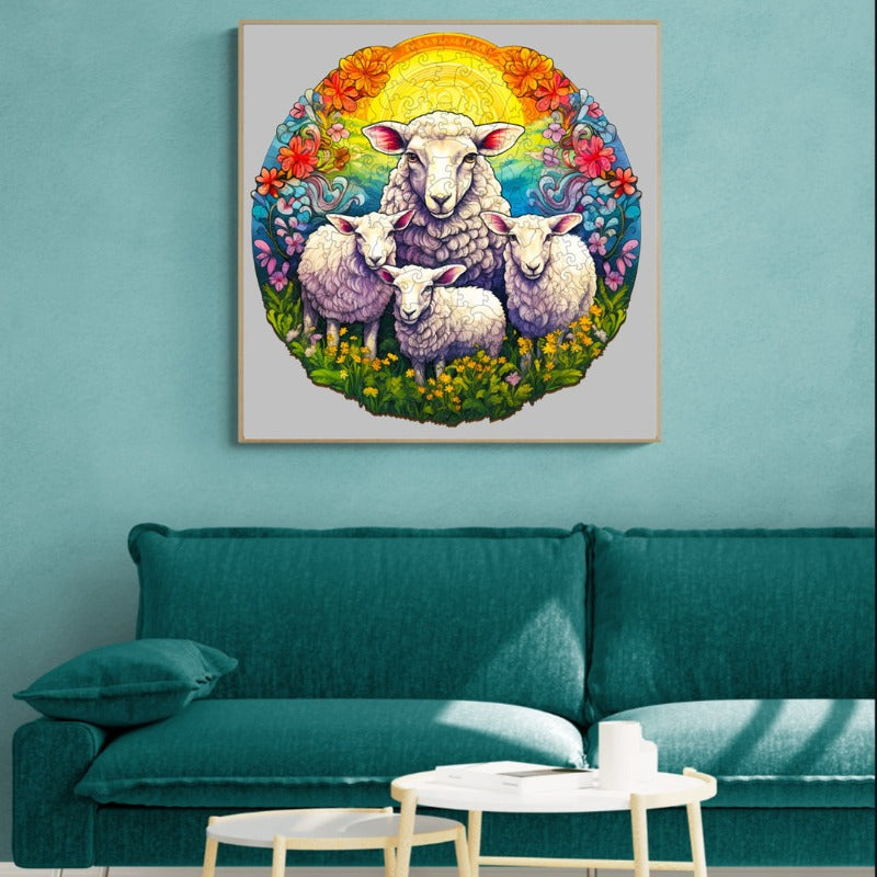 Mandala Sheep Wooden Jigsaw Puzzle