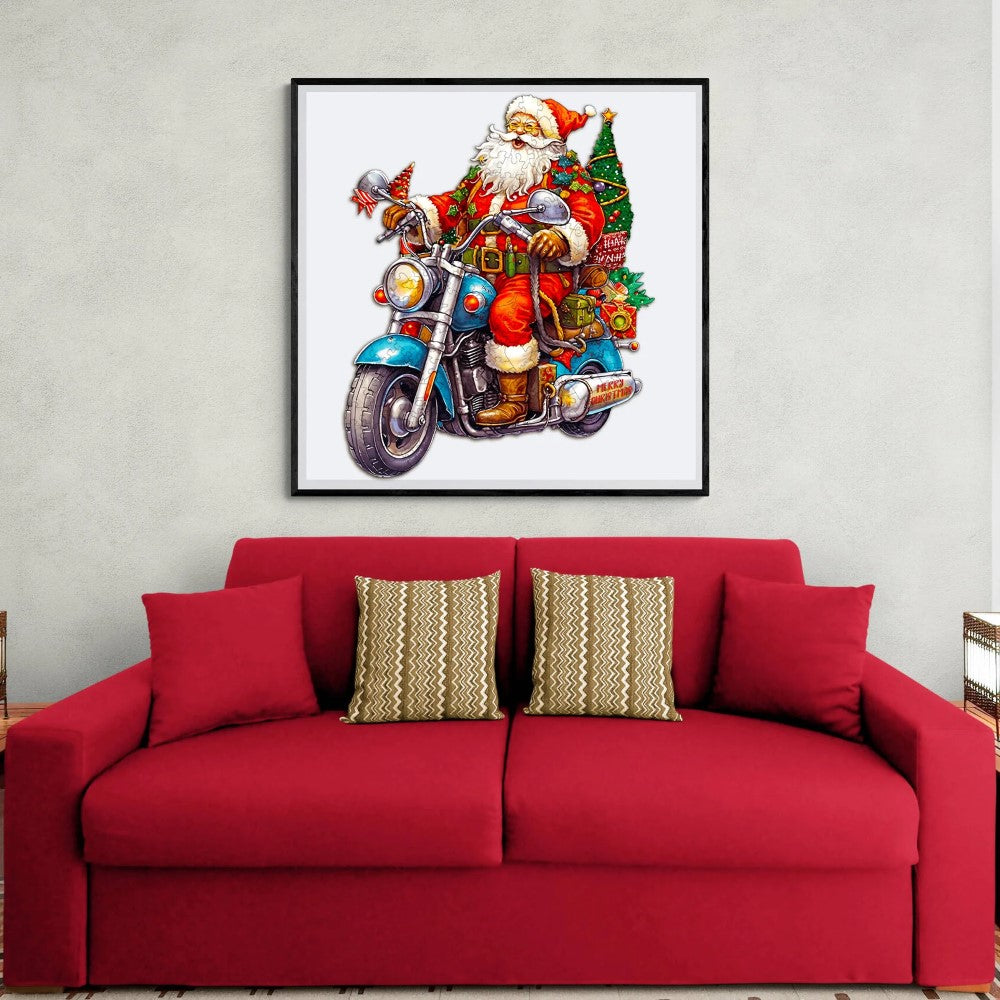 Motorcycle Santa Wooden Jigsaw Puzzle