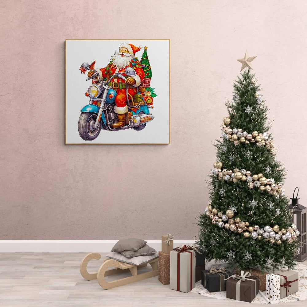 Motorcycle Santa Wooden Jigsaw Puzzle