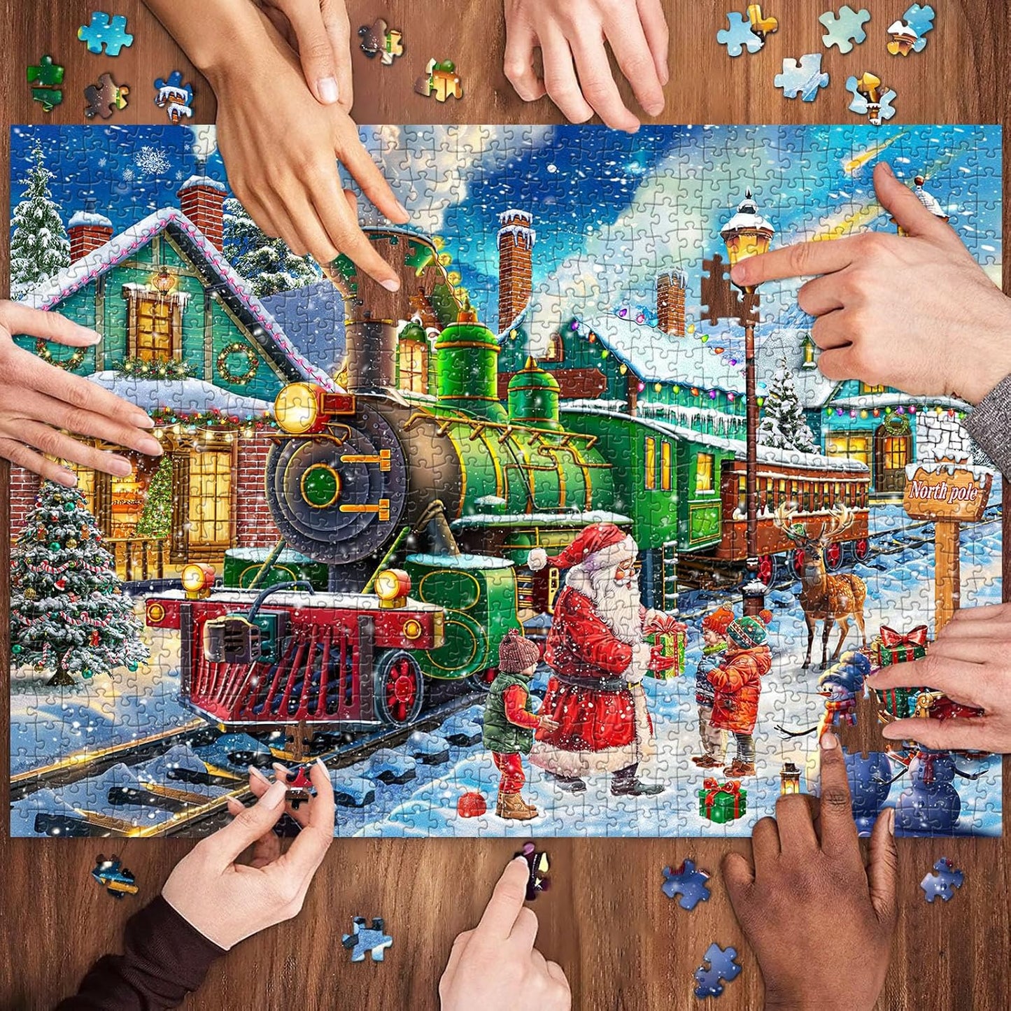 1000 Pieces North Pole Express Santa Magical Train Ride Christmas Puzzle