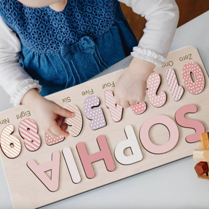 Pastel Custom Wooden Name And Numbers Puzzle