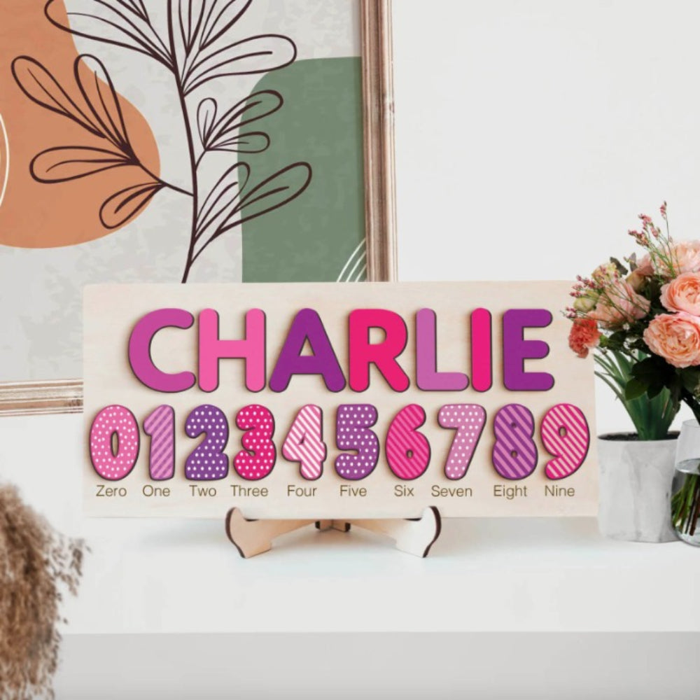 Pastel Custom Wooden Name And Numbers Puzzle