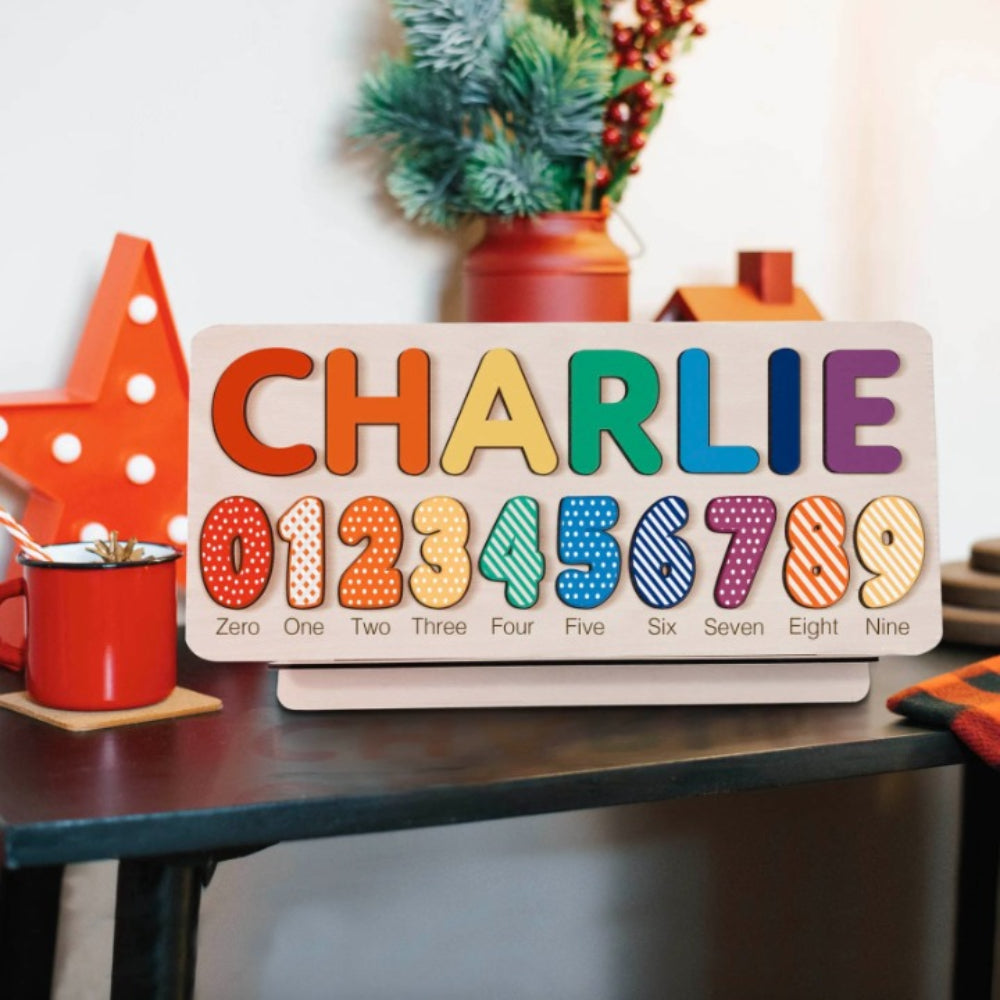 Pastel Custom Wooden Name And Numbers Puzzle