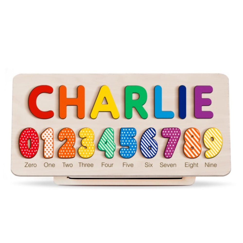 Rainbow Custom Wooden Name And Numbers Puzzle