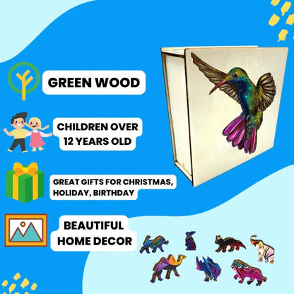 Vibrant Hummingbird Wooden Puzzle