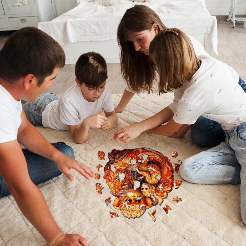 Rhinopithecus Family Wooden Jigsaw Puzzle