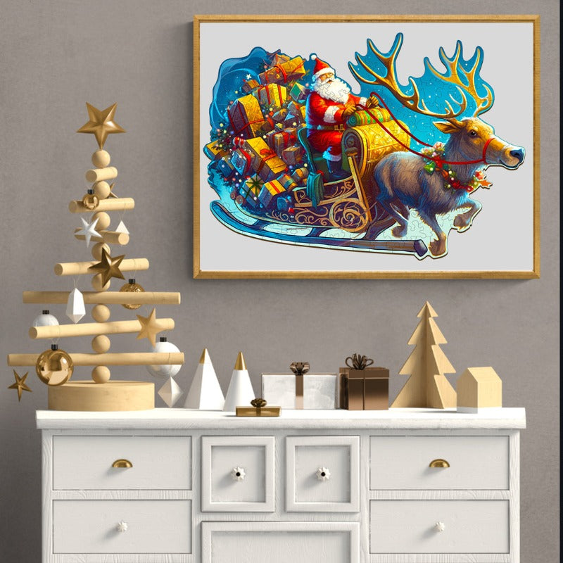 Santa Sleigh Wooden Jigsaw Puzzle