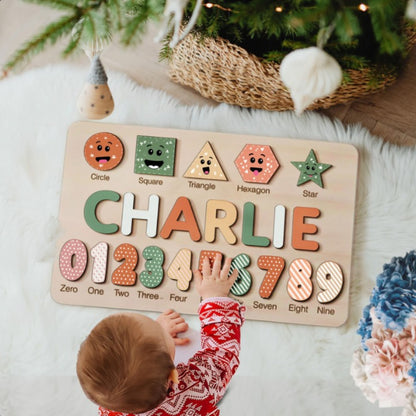 Siesta Custom Wooden Name Numbers And Shapes Puzzle