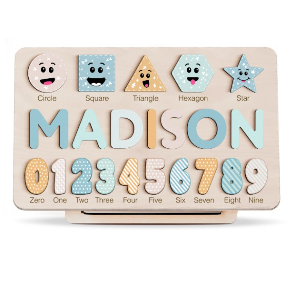 Siesta Custom Wooden Name Numbers And Shapes Puzzle