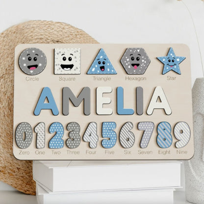 Siesta Custom Wooden Name Numbers And Shapes Puzzle