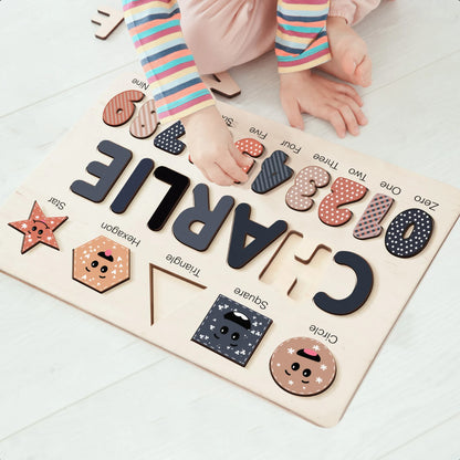 Space Themed Custom Wooden Puzzle With Numbers And Shapes