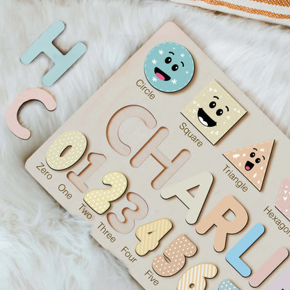 Spring Custom Wooden Name Numbers And Shapes Puzzle