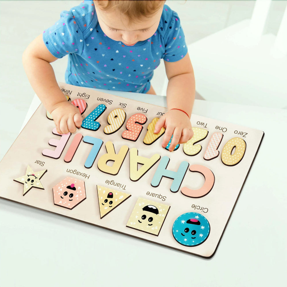 Spring Custom Wooden Name Numbers And Shapes Puzzle