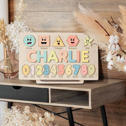 Spring Custom Wooden Name Numbers And Shapes Puzzle