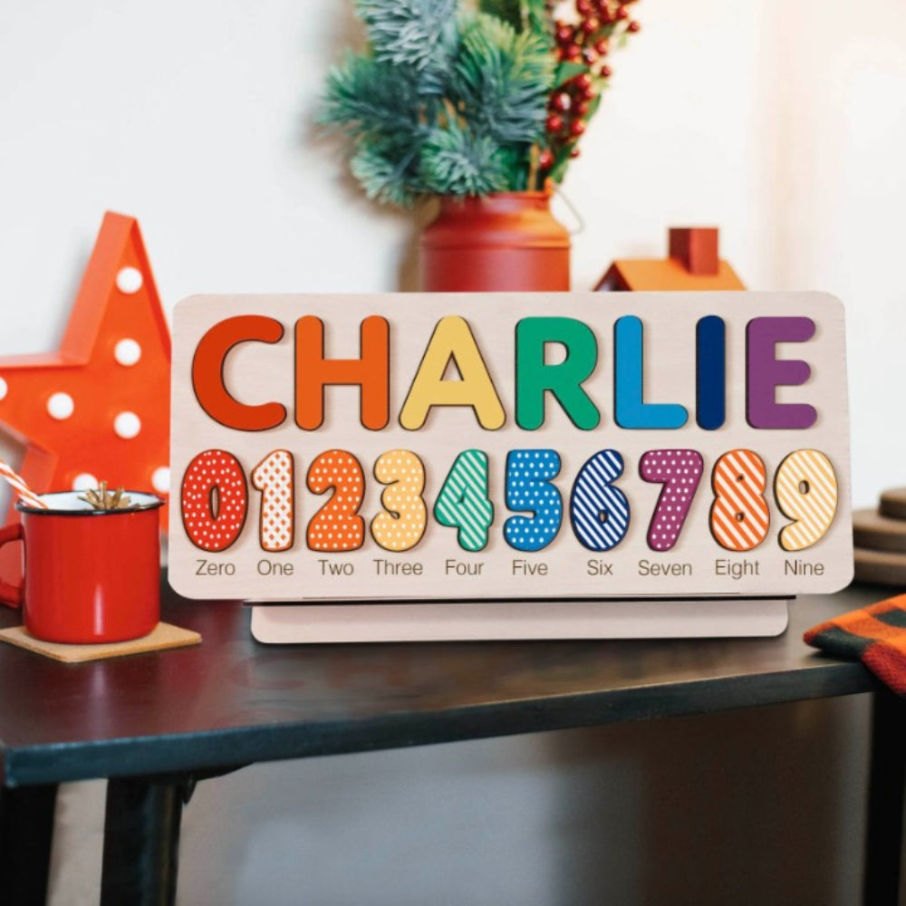 Spring Theme Custom Wooden Name And Numbers Puzzle