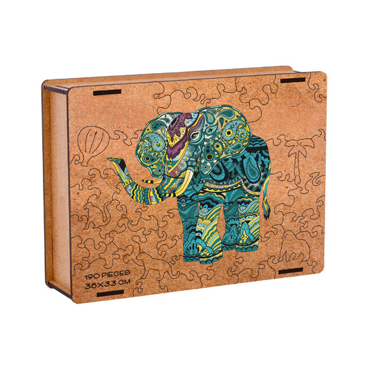 Intricate Wooden Elephant Puzzle