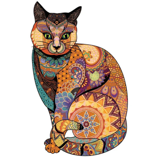 Artistic Mandala Cat Wooden Jigsaw Puzzle