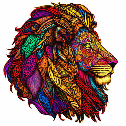 Geometric Lion Puzzle With Vibrant Patterns