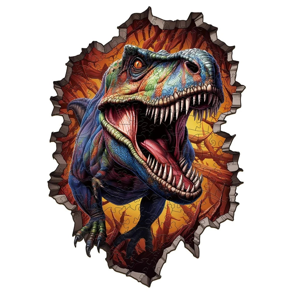 Wall Breaking T Rex Wooden Jigsaw Puzzle