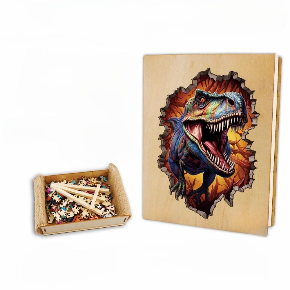 Wall Breaking T Rex Wooden Jigsaw Puzzle