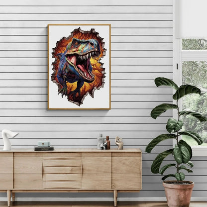 Wall Breaking T Rex Wooden Jigsaw Puzzle