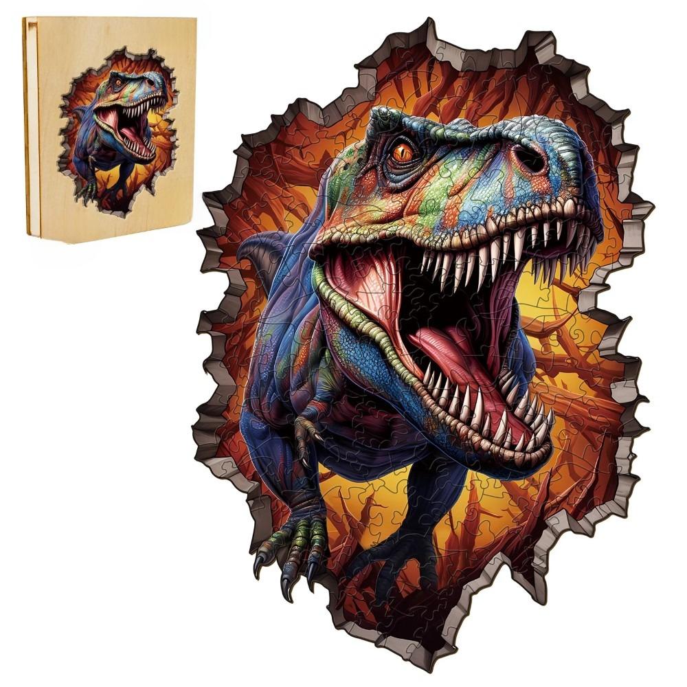 Wall Breaking T Rex Wooden Jigsaw Puzzle