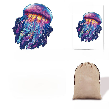 Watercolor Jellyfish Wooden Jigsaw Puzzle