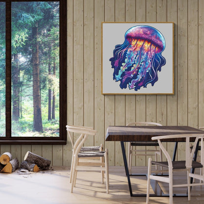 Watercolor Jellyfish Wooden Jigsaw Puzzle