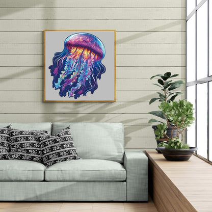 Watercolor Jellyfish Wooden Jigsaw Puzzle