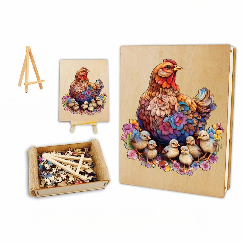 Wooden Hens And Chicks Jigsaw Puzzle