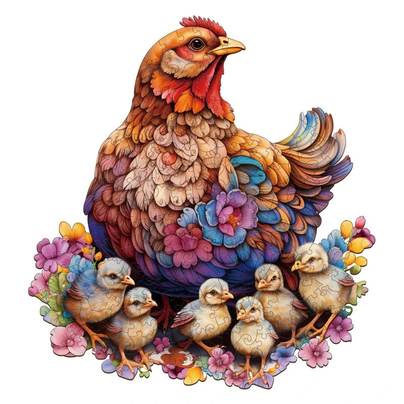 Wooden Hens And Chicks Jigsaw Puzzle