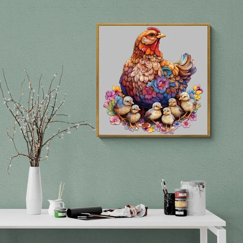 Wooden Hens And Chicks Jigsaw Puzzle