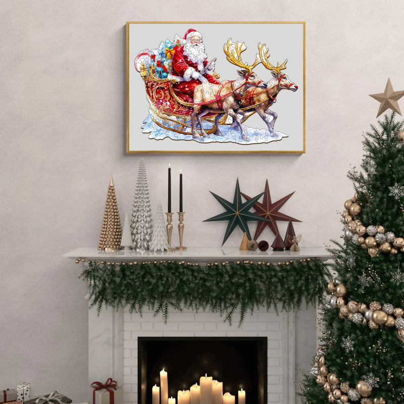 Wooden Santa And Rudolph Jigsaw Puzzle