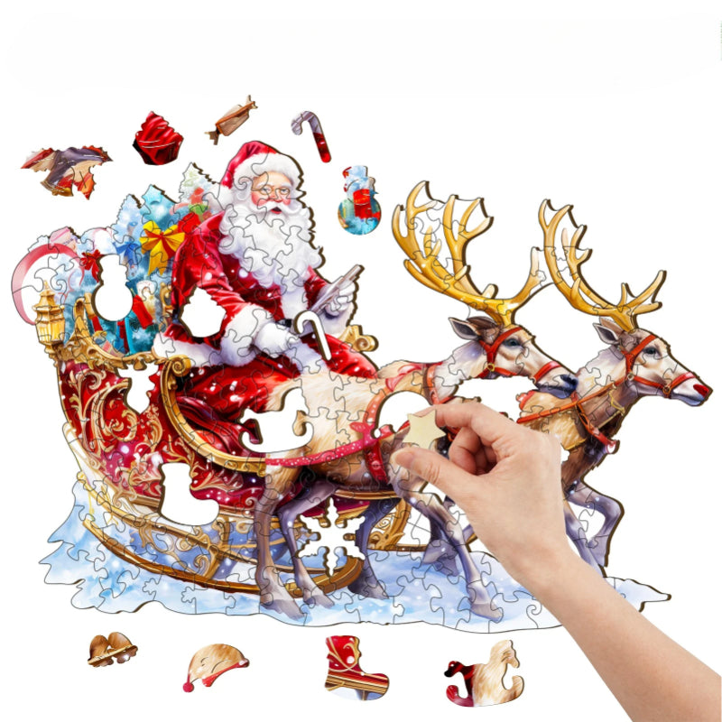 Wooden Santa And Rudolph Jigsaw Puzzle